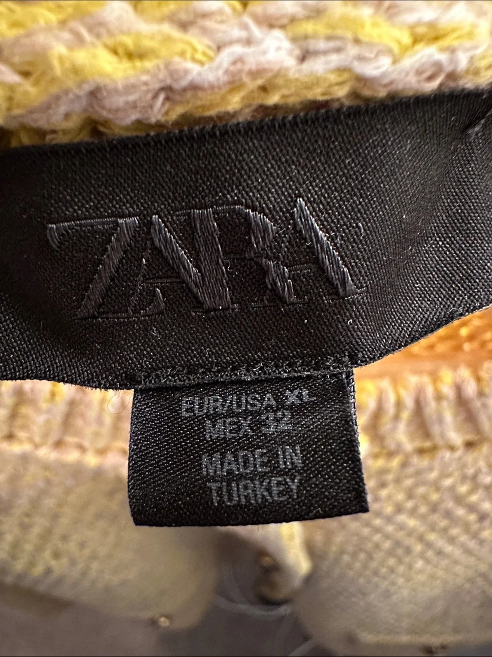 Zara Yellow Textured Knit Cardigan Sweater